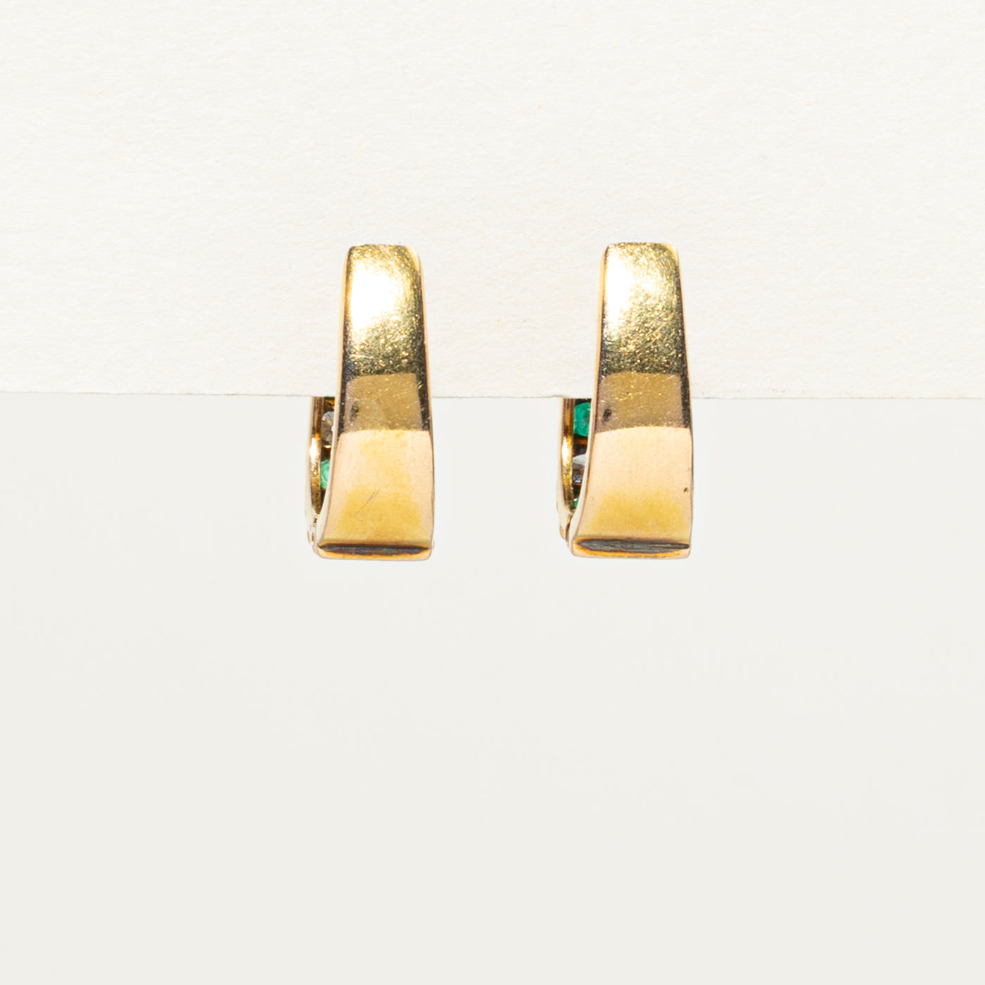 Emerald & Diamond Checkerboard Earrings | 0.48ctw, 0.48ctw
