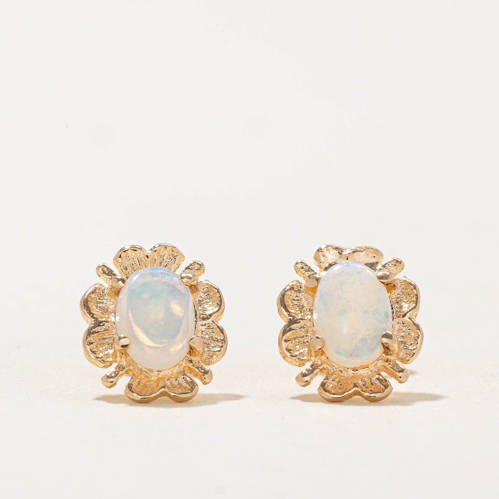 Iridescent Opal Floral Stud Earrings | 0.40ctw