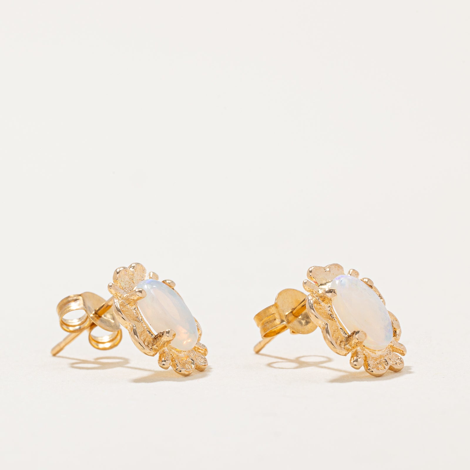 Iridescent Opal Floral Stud Earrings | 0.40ctw