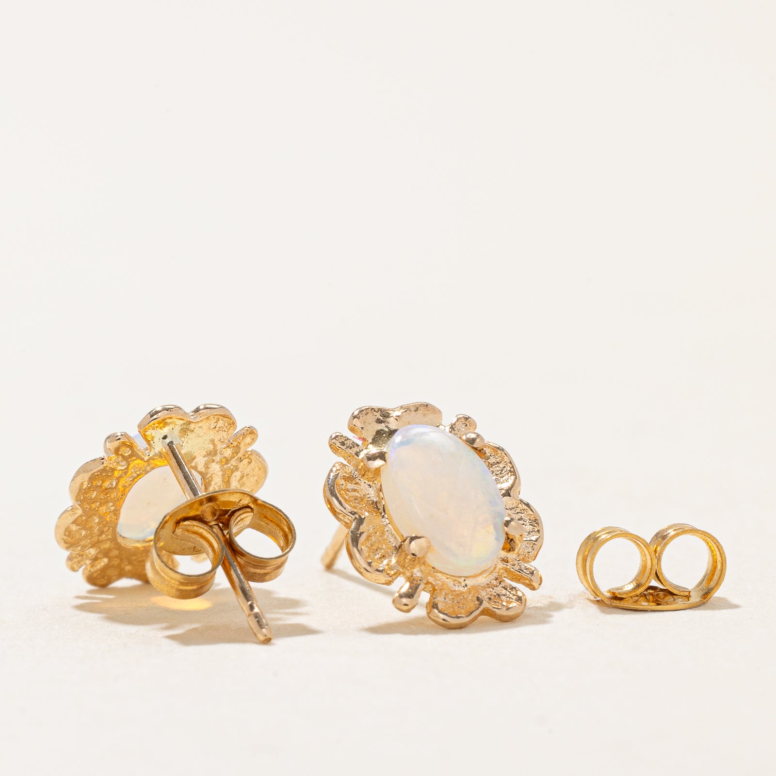 Iridescent Opal Floral Stud Earrings | 0.40ctw