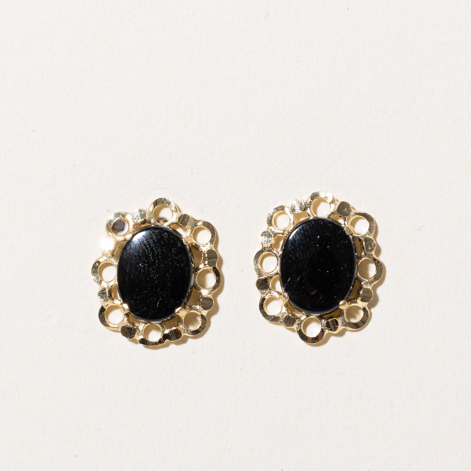 Vintage Onyx Openwork Stud Earrings | 2.50ctw