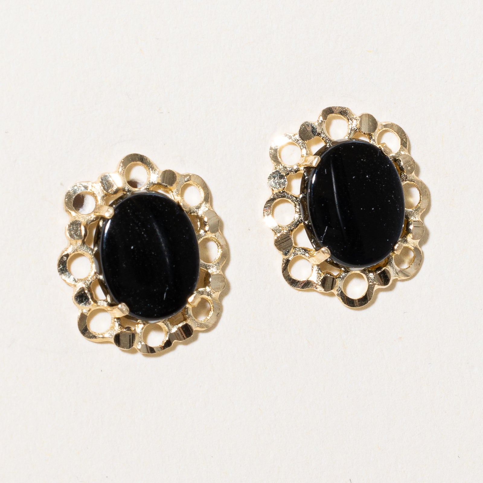 Vintage Onyx Openwork Stud Earrings | 2.50ctw