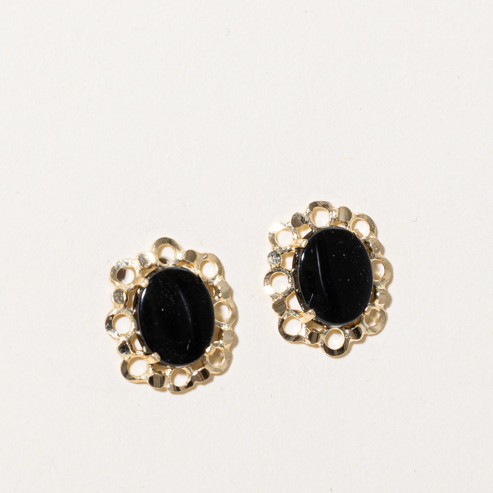 Vintage Onyx Openwork Stud Earrings | 2.50ctw