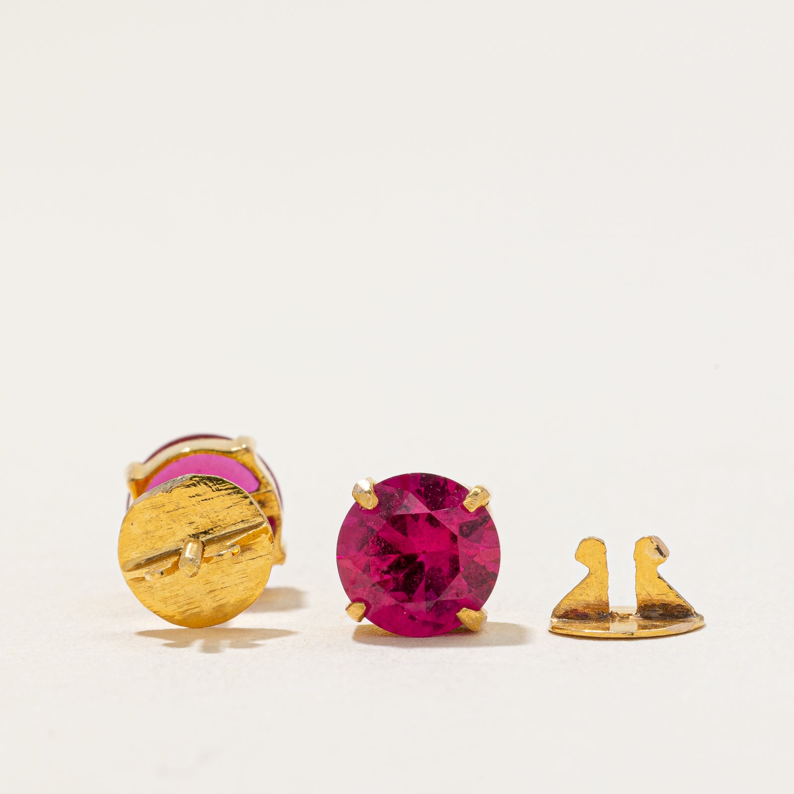 Solitaire Synthetic Ruby Stud Earrings | 2.50ctw