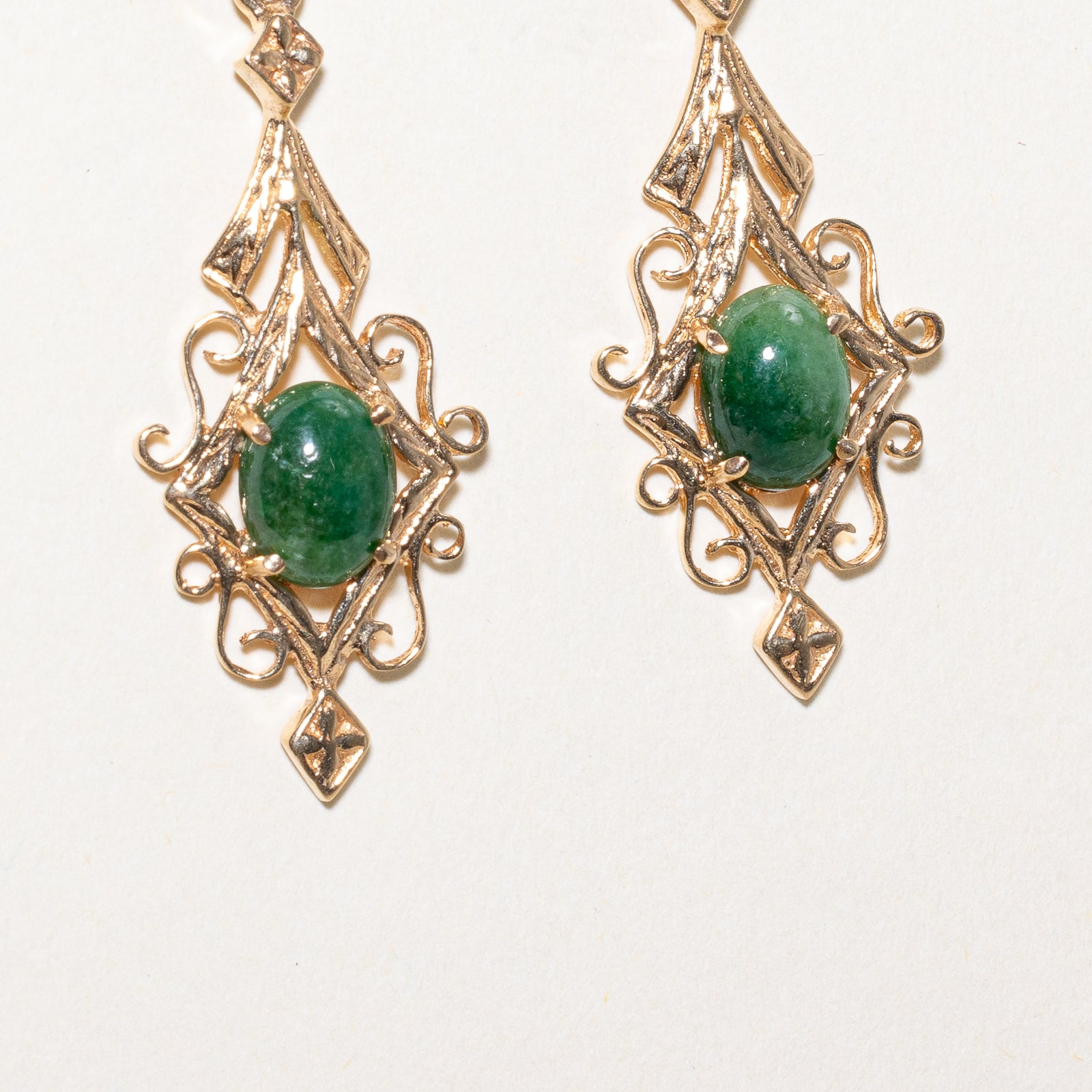 Ornate Jade Drop Earrings | 2.00ctw