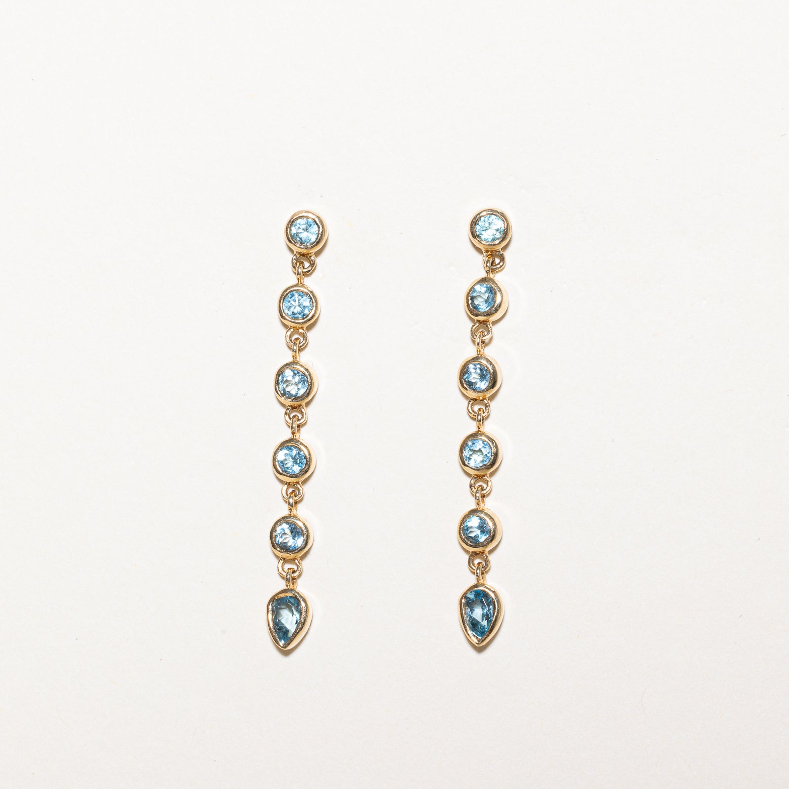Bezel Set Blue Topaz Dangle Earrings | 1.50ctw