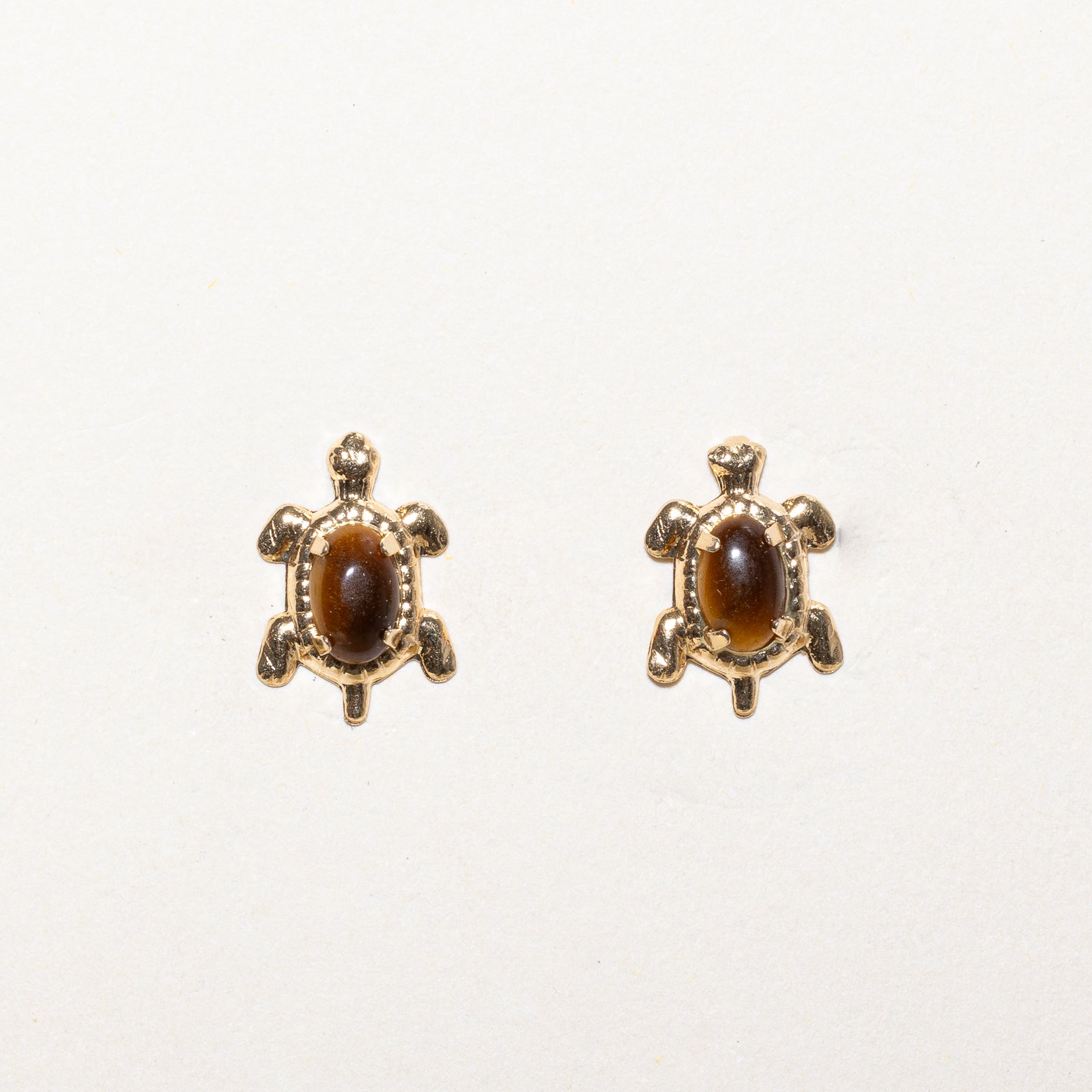 Tigers Eye Quartz Turtle Stud Earrings | 0.70ctw