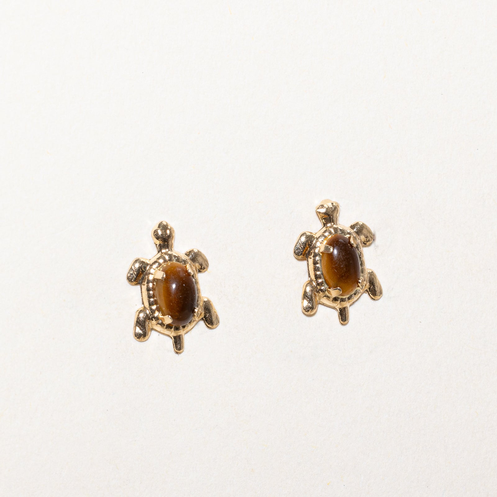 Tigers Eye Quartz Turtle Stud Earrings | 0.70ctw