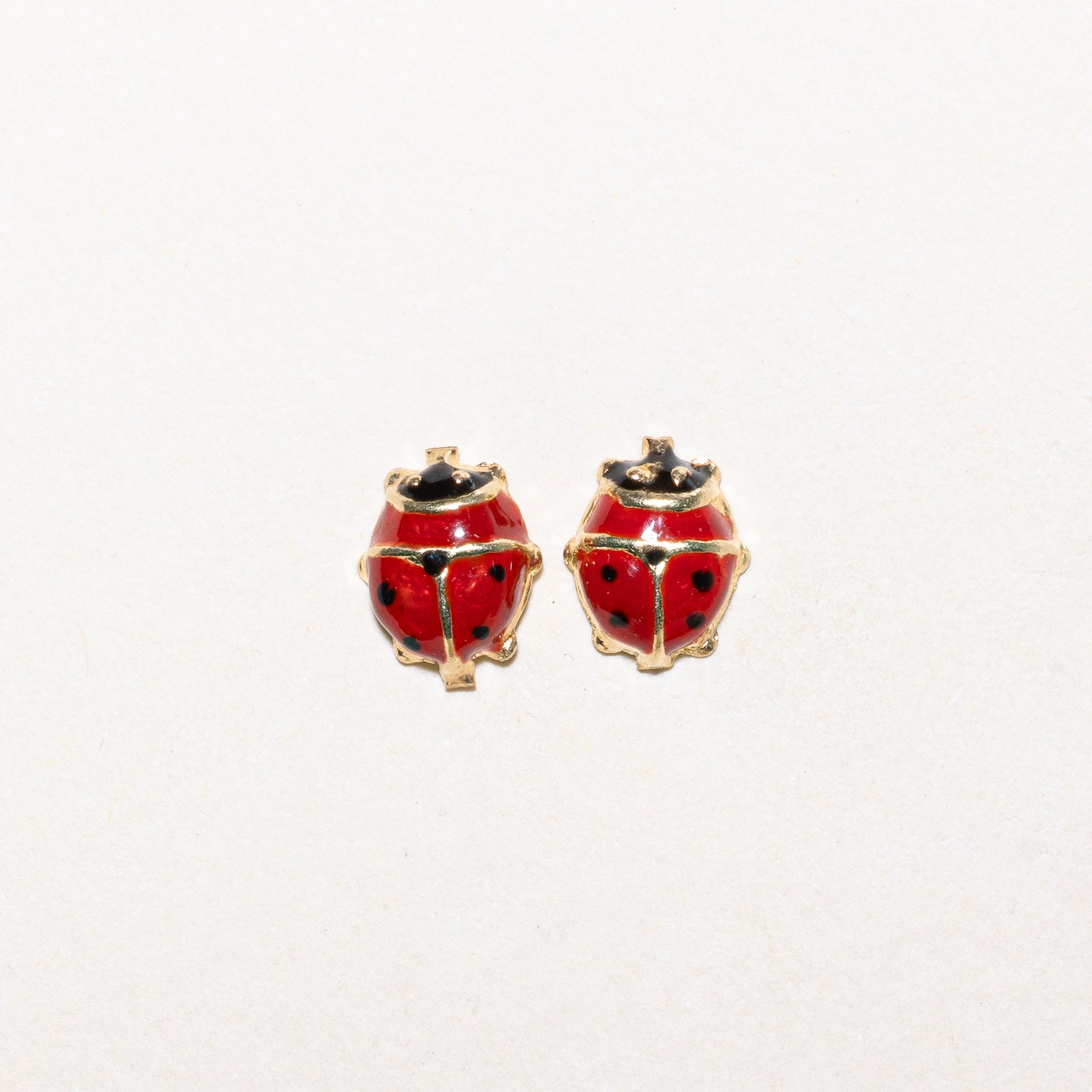 14K Yellow Gold Lady Bug Stud Earrings