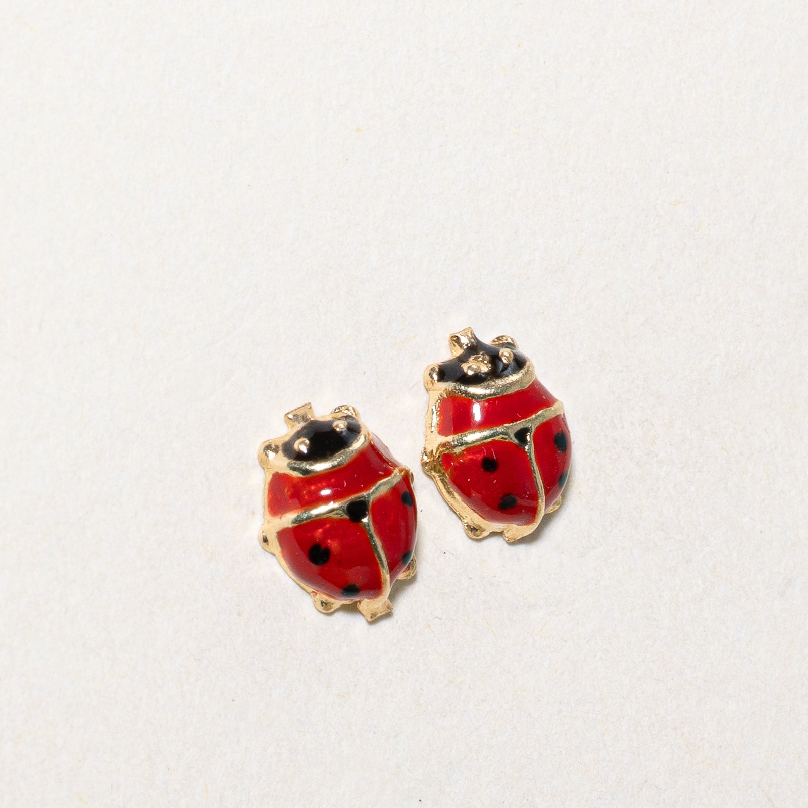 14K Yellow Gold Lady Bug Stud Earrings