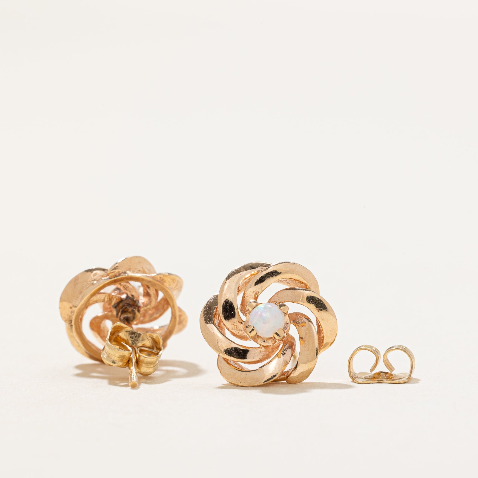 Iridescent Opal Floral Stud Earrings | 0.12ctw
