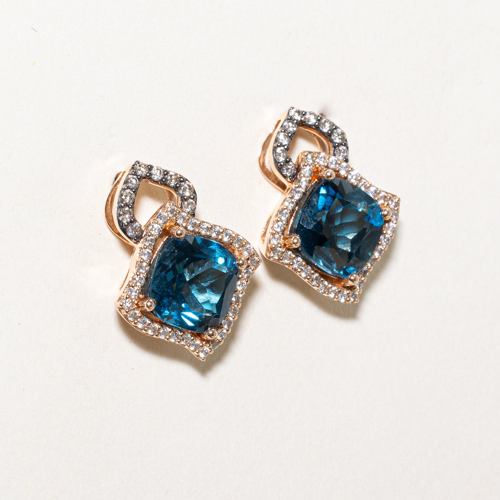 'Le Vian' Deep Sea Blue Topaz & Diamond Stud Earrings | 4.50ctw, 0.50ctw |