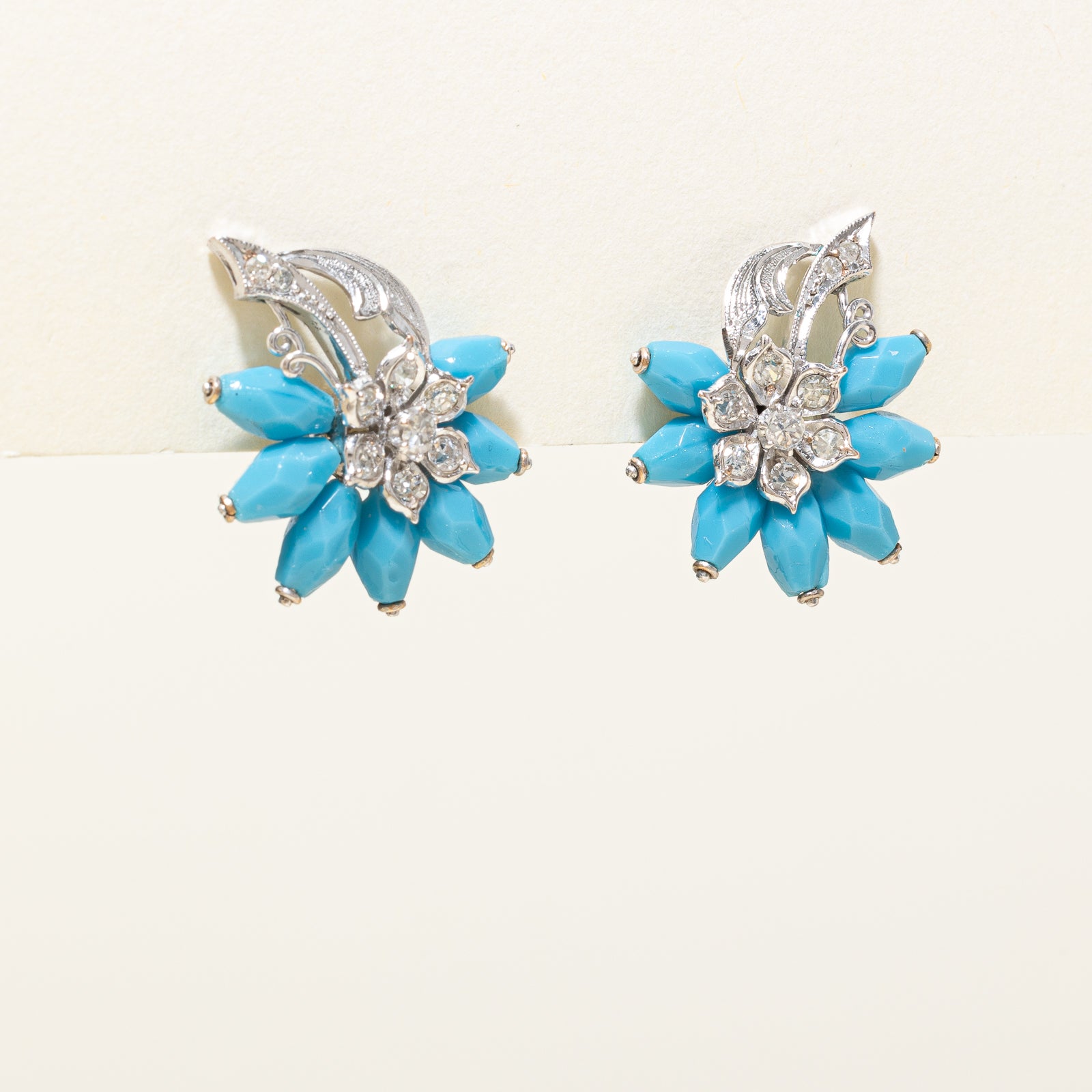 Turquoise & Diamond Floral Stud Earrings | 10.00ctw, 0.68ctw |