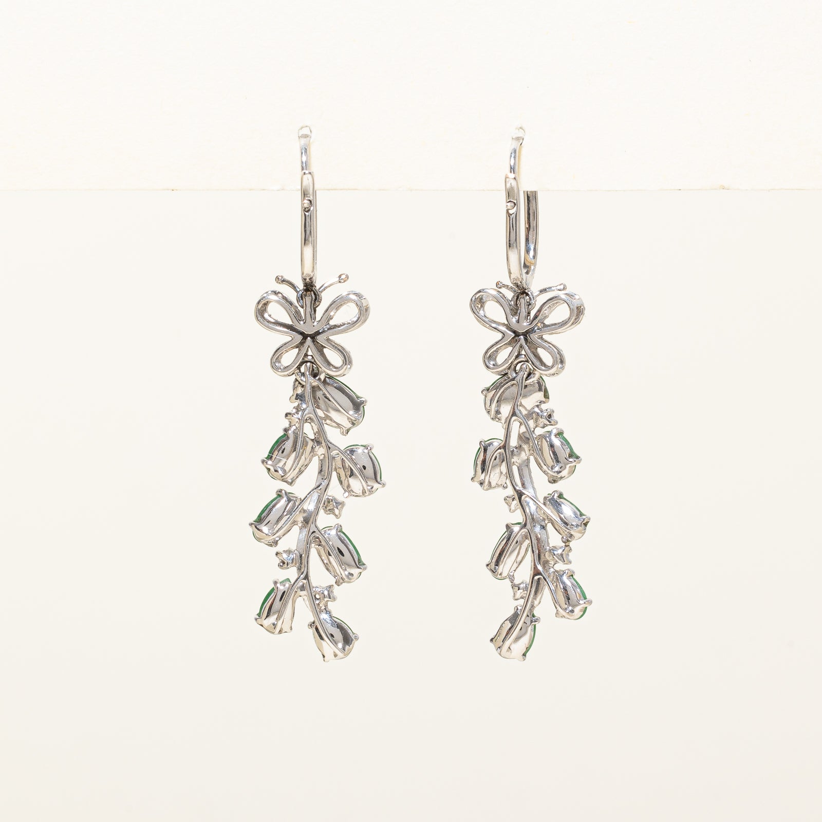 Jade & Diamond Butterfly Drop Earrings | 3.50ctw, 0.68ctw |