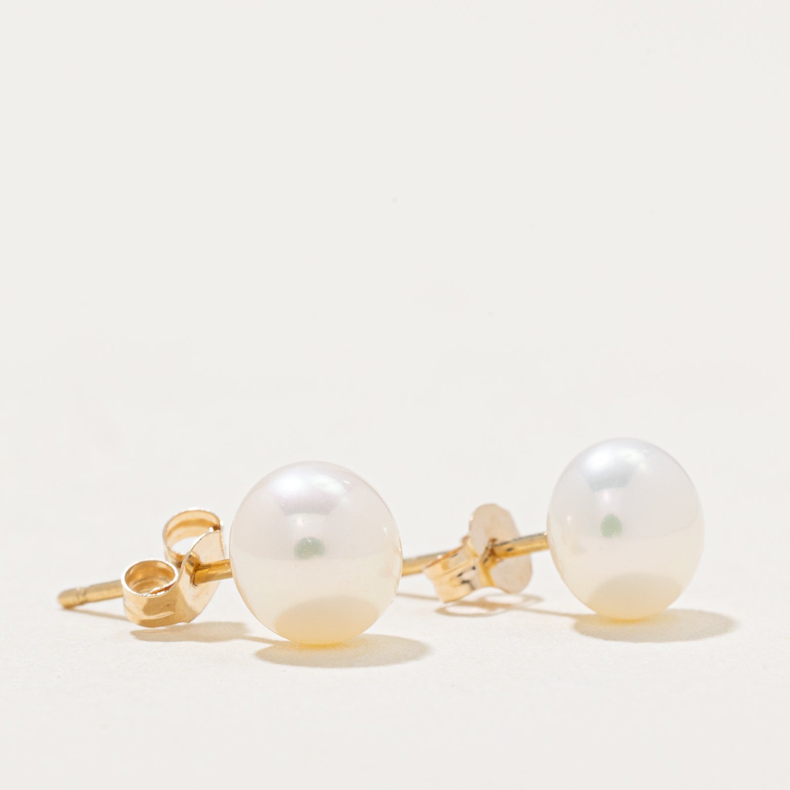 Button Pearl Stud Earrings