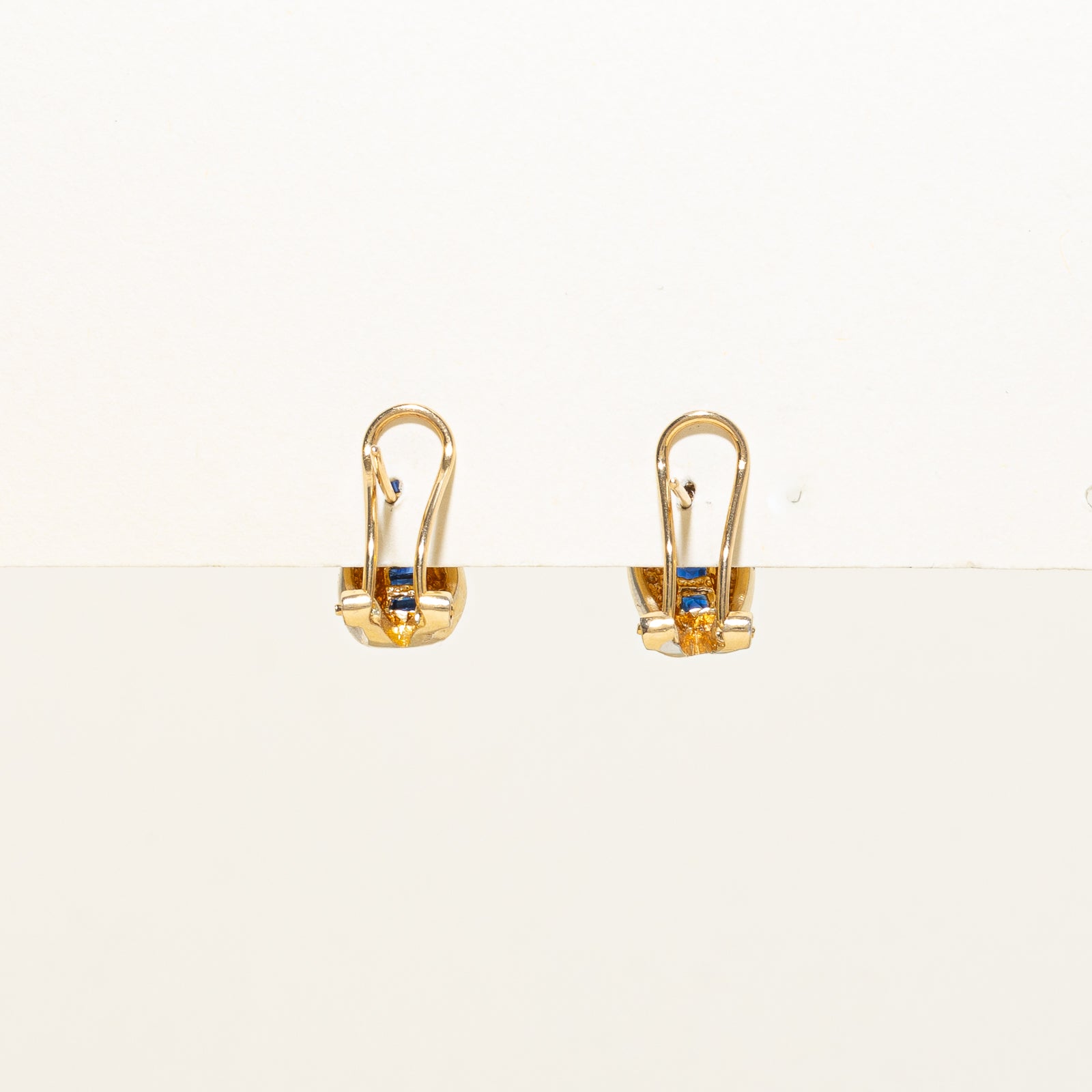 Oval Cabochon Sapphire & Diamond Halo Earrings | 2.00ctw, 0.18ctw |