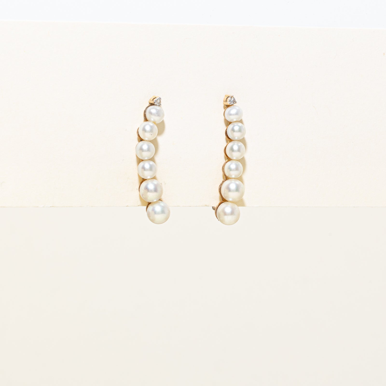 Pearl & Diamond Climber Earrings | 0.06ctw