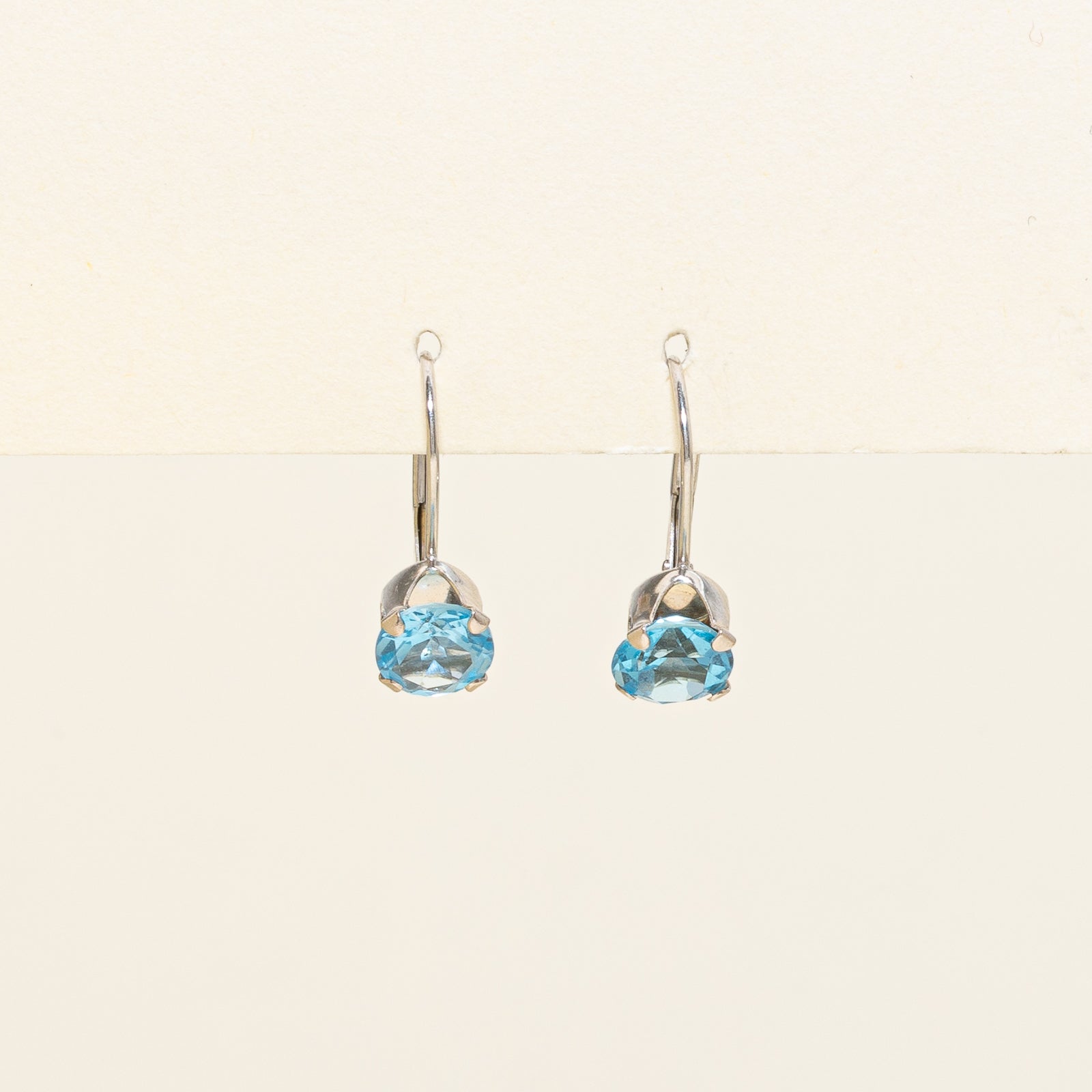 Solitaire Blue Topaz Drop Earrings | 2.00ctw
