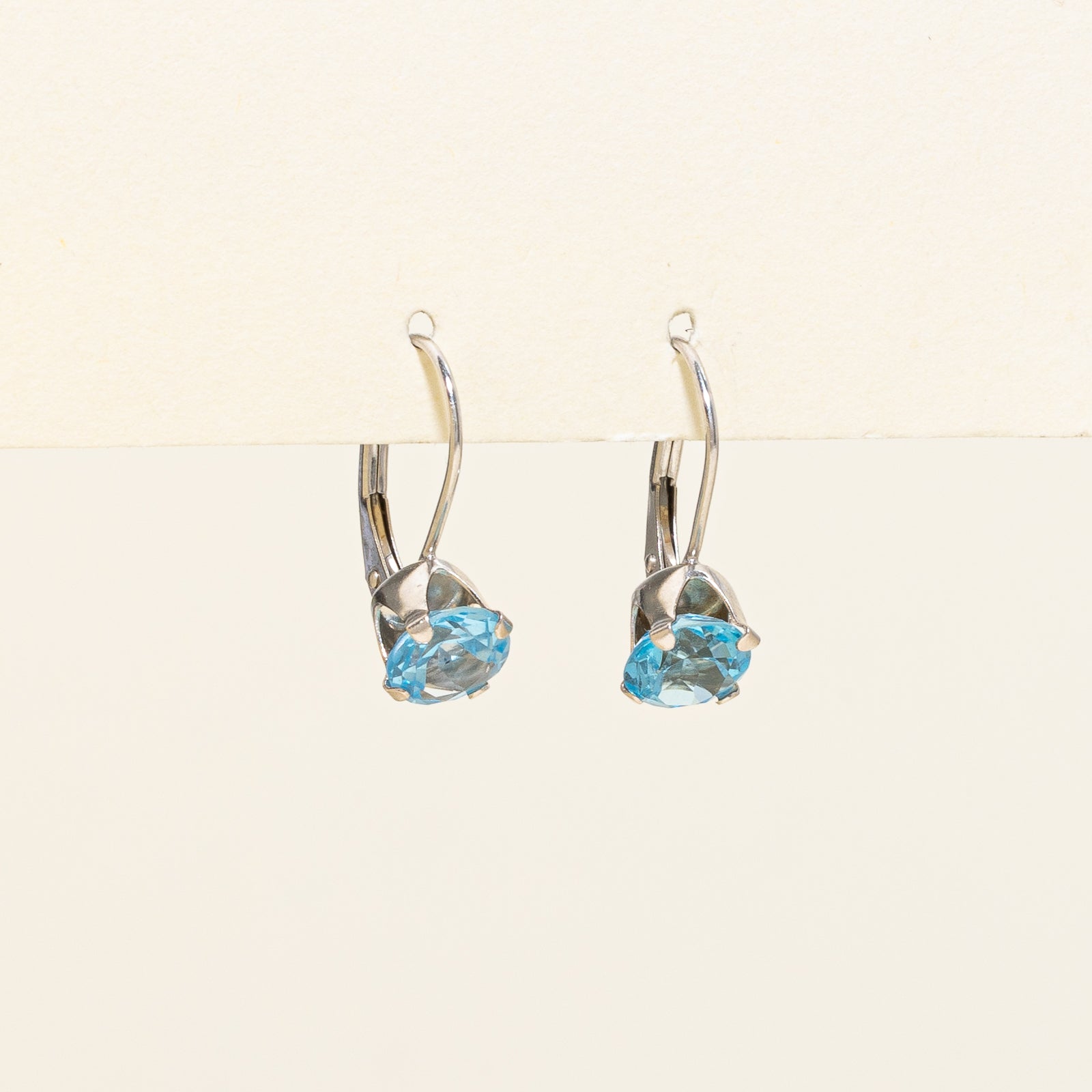 Solitaire Blue Topaz Drop Earrings | 2.00ctw