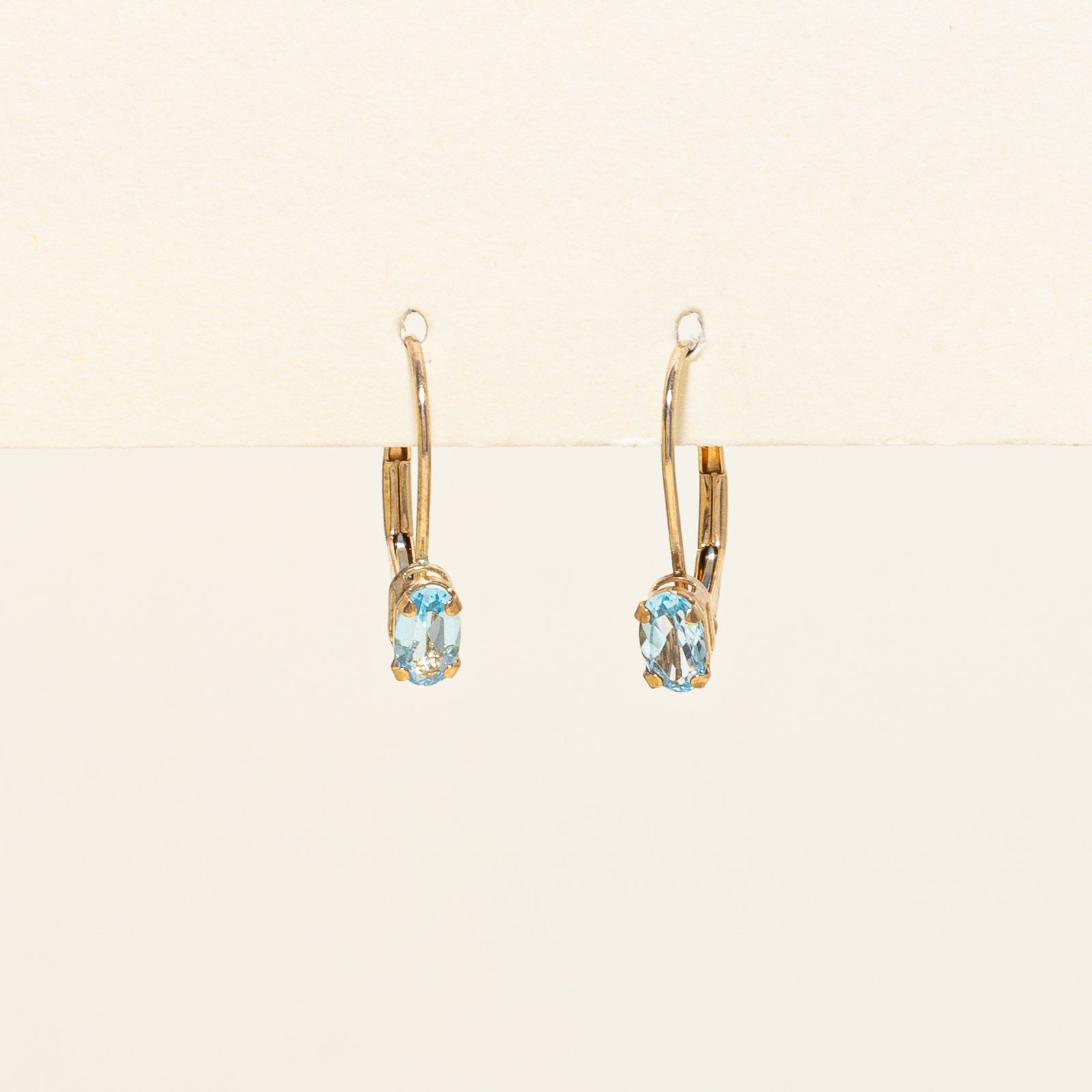 Solitaire Blue Topaz Drop Earrings | 0.40ctw