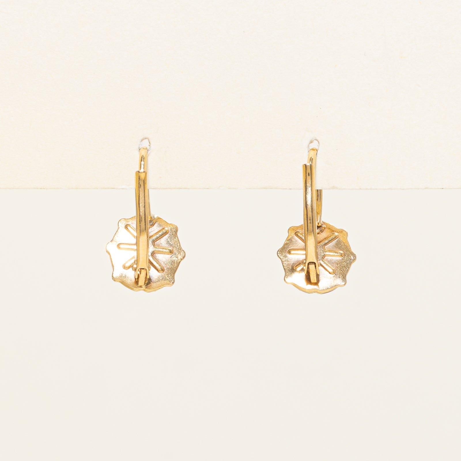 10K Yellow Gold Enamel Lady Bug Earrings