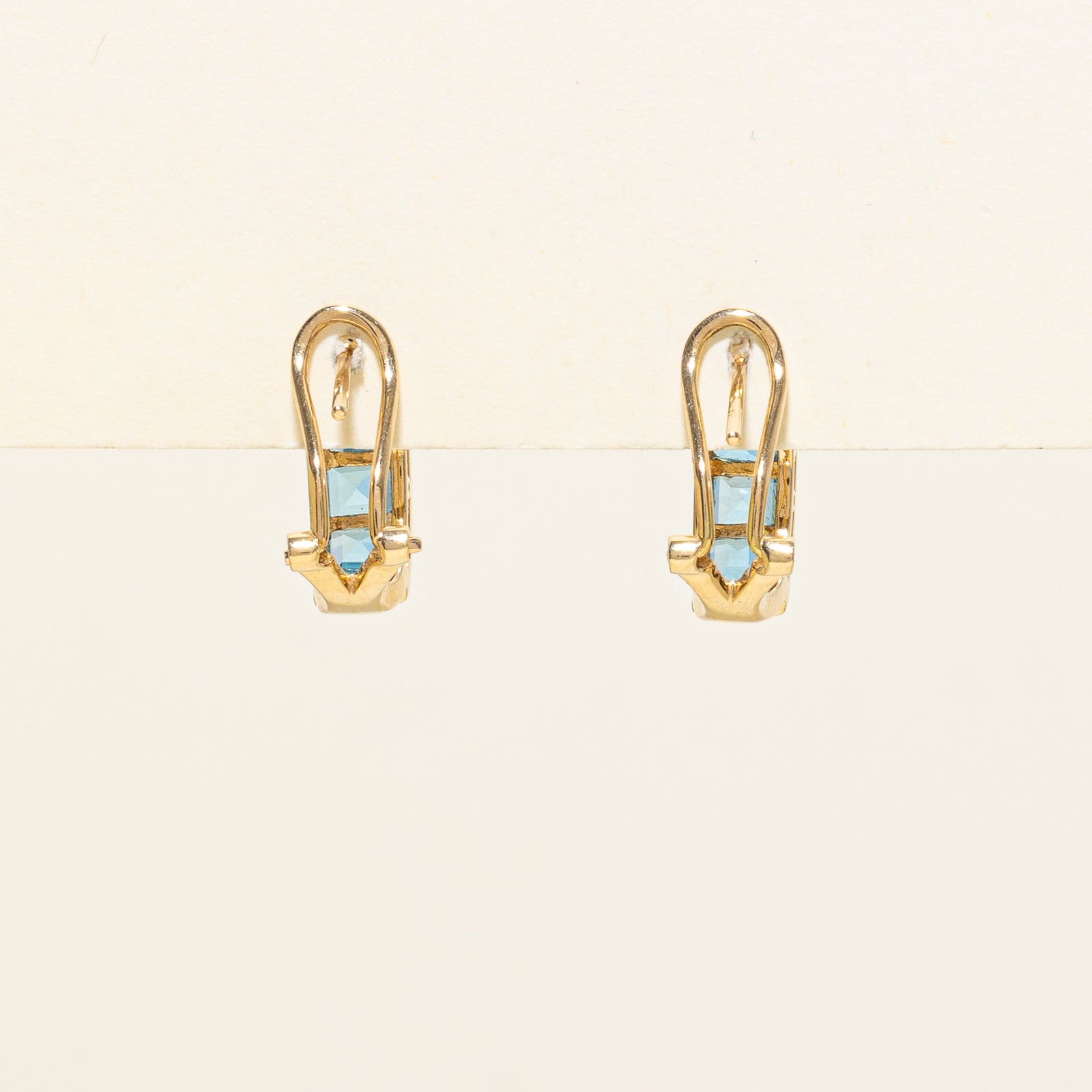 Channel Set Blue Topaz Huggie Earrings | 4.00ctw