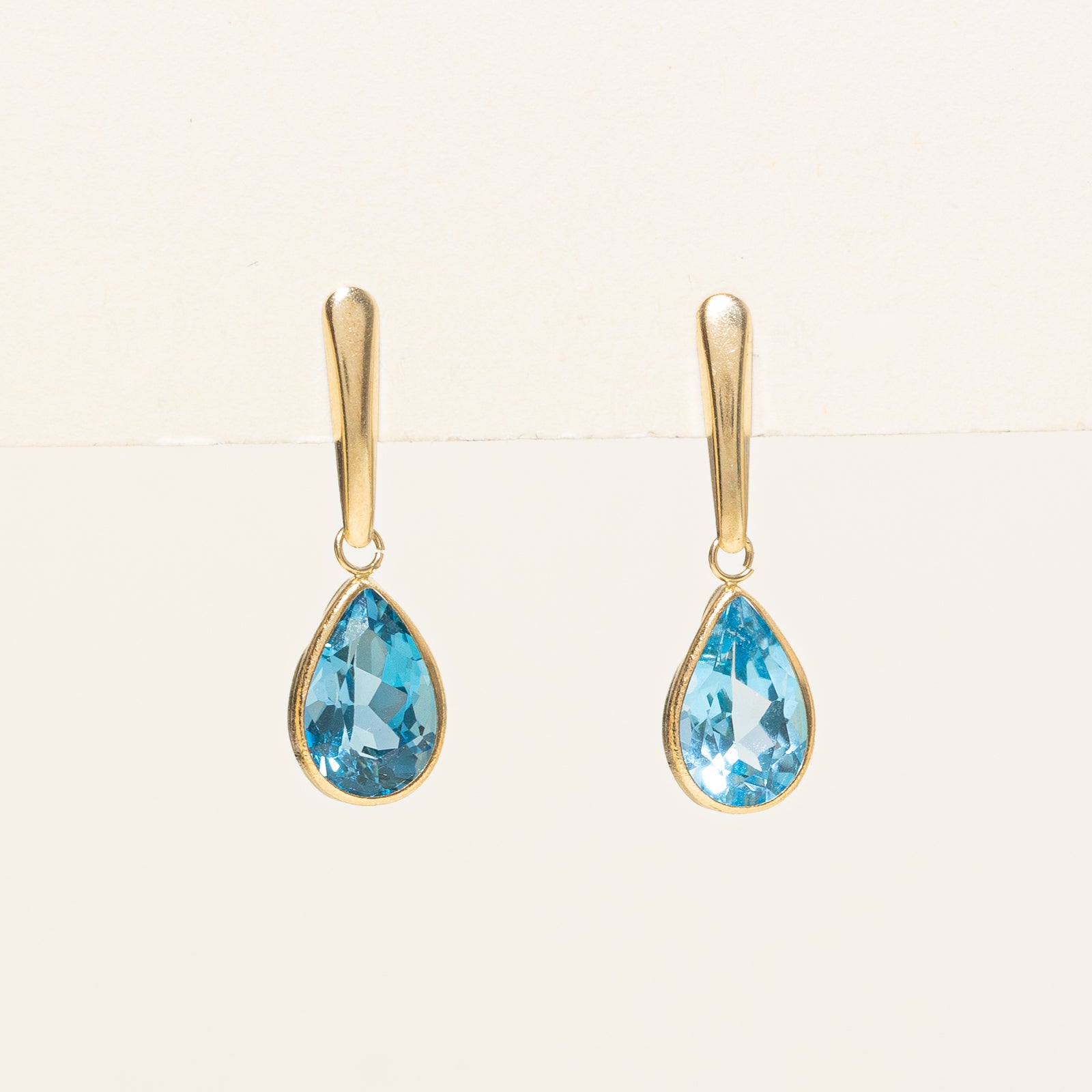 Pear Cut Blue Topaz Drop Earrings | 6.50ctw