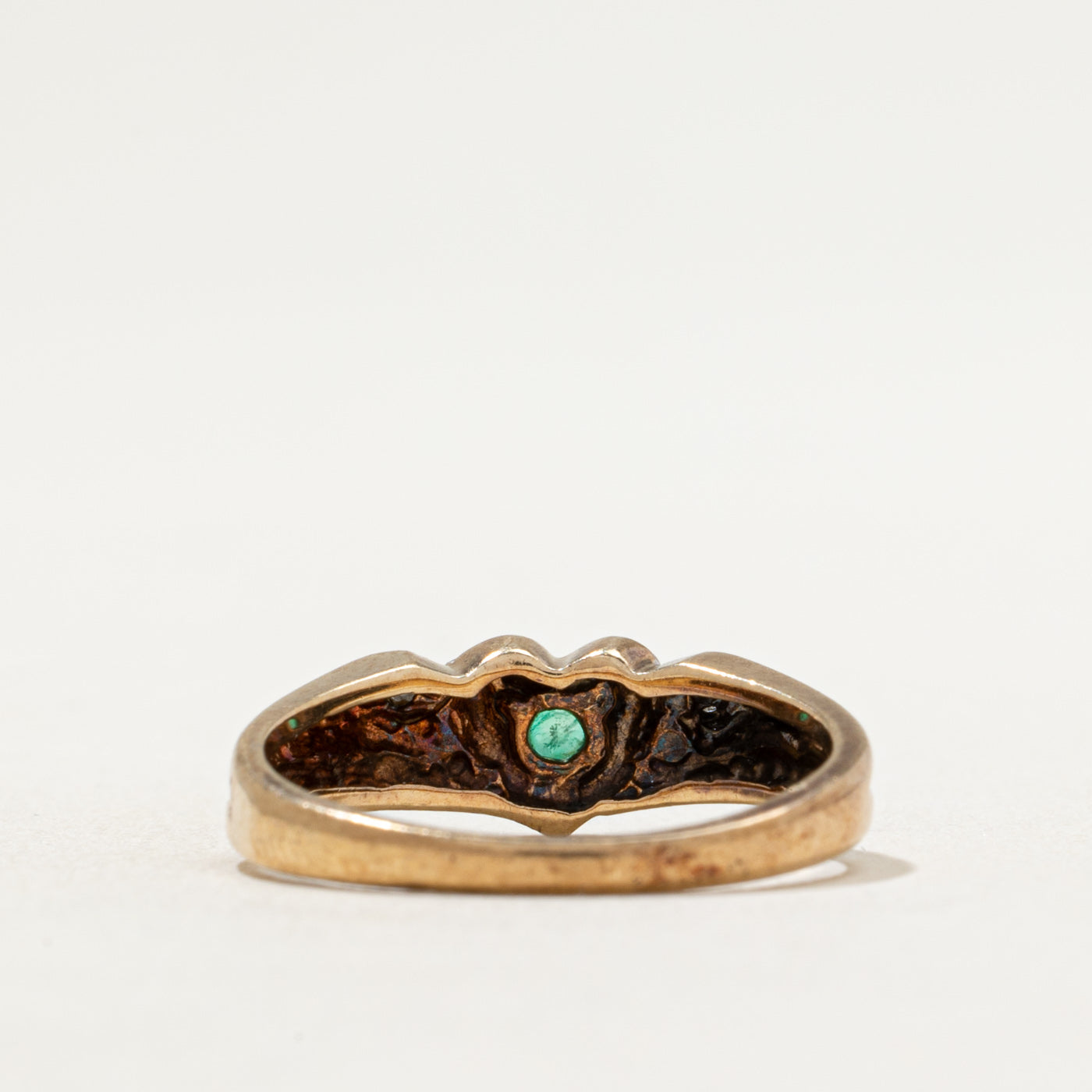 Bague cœur émeraude et diamants | 0,05 ct, 0,01 ct au total | Taille 5,75