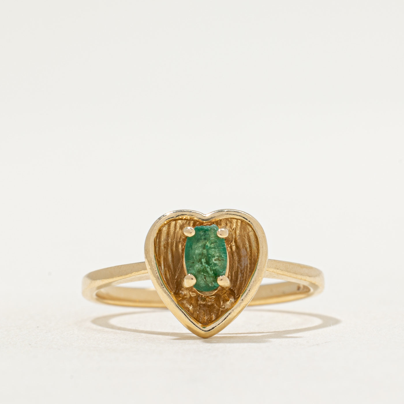 Bague cœur en émeraude (pierre unique) | 0,15 ct | Taille 7