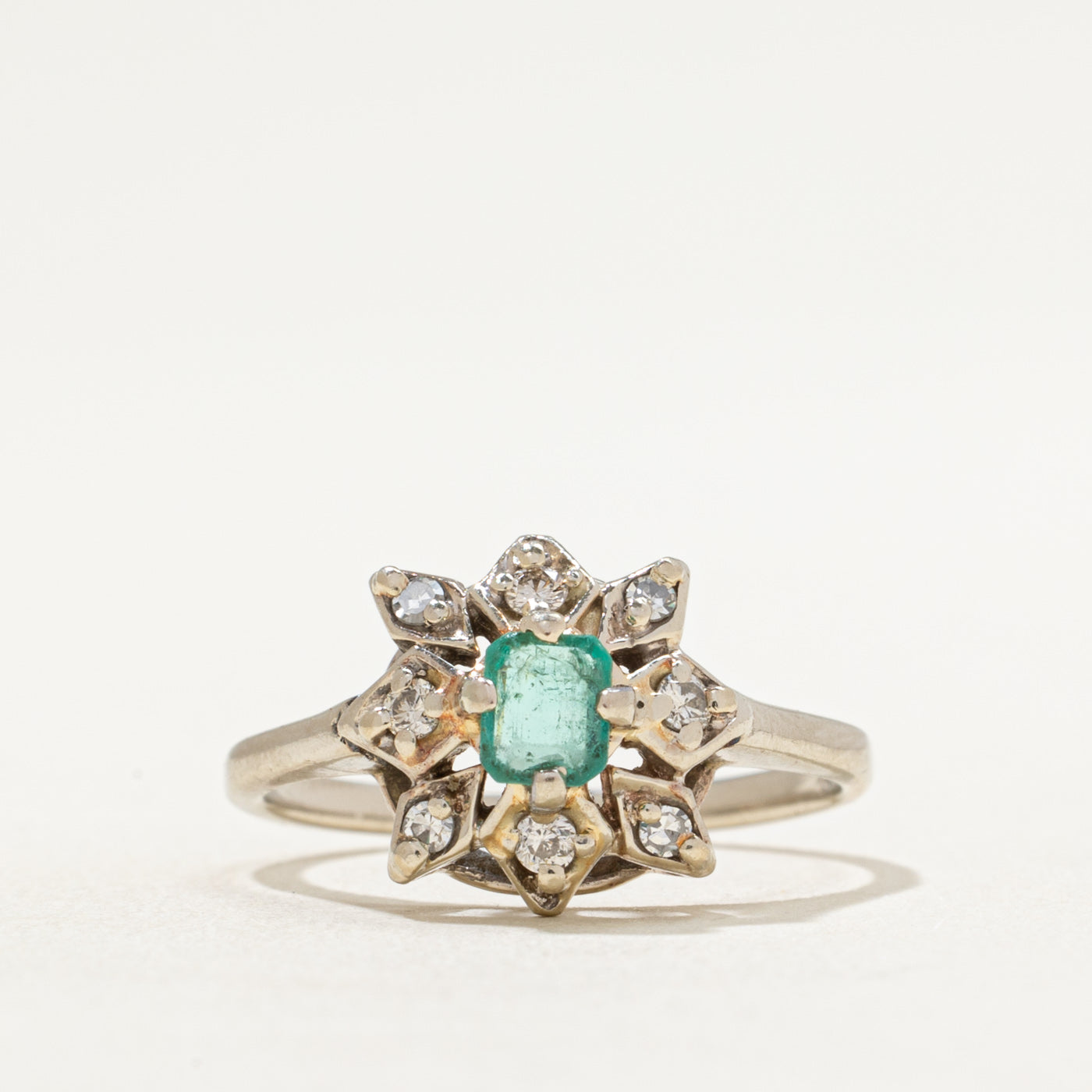 Emerald & Diamond Ring | 0.30ct, 0.12ctw | SZ 6.75