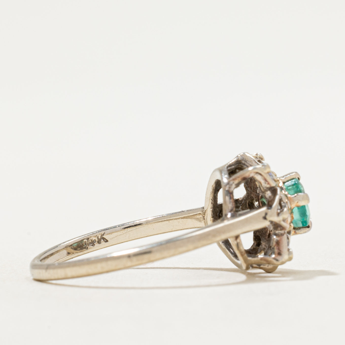 Emerald & Diamond Ring | 0.30ct, 0.12ctw | SZ 6.75