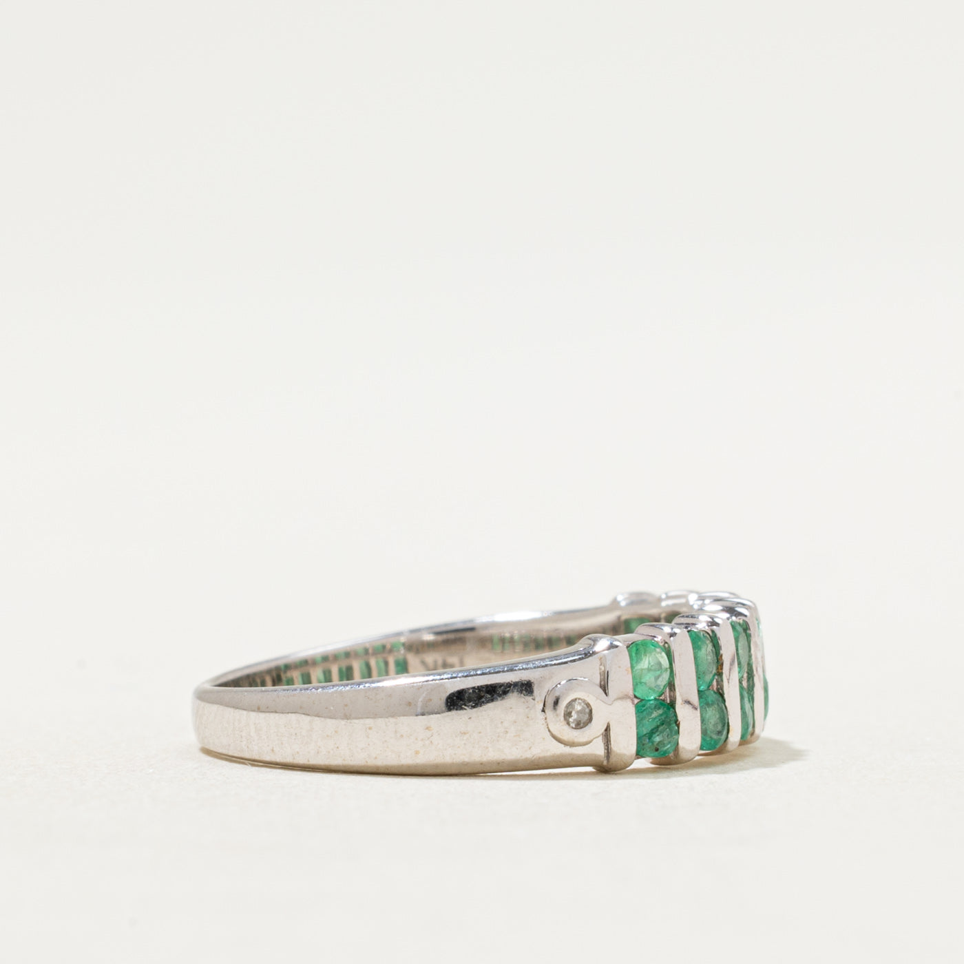 Multi Column Emerald & Diamond Ring | 0.50ctw, 0.01ctw | SZ 6.25