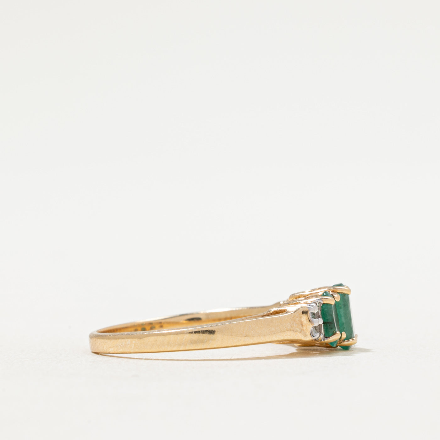 Three Stone Emerald & Diamond Ring | 0.50ctw, 0.02ctw | SZ 6.75