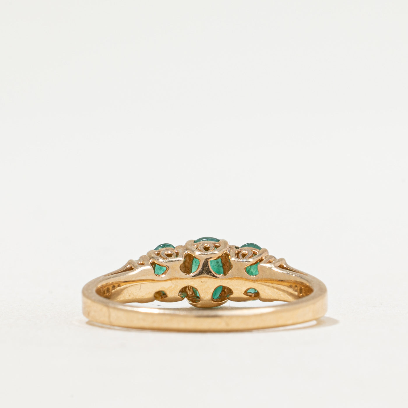 Three Stone Emerald & Diamond Ring | 0.50ctw, 0.02ctw | SZ 6.75
