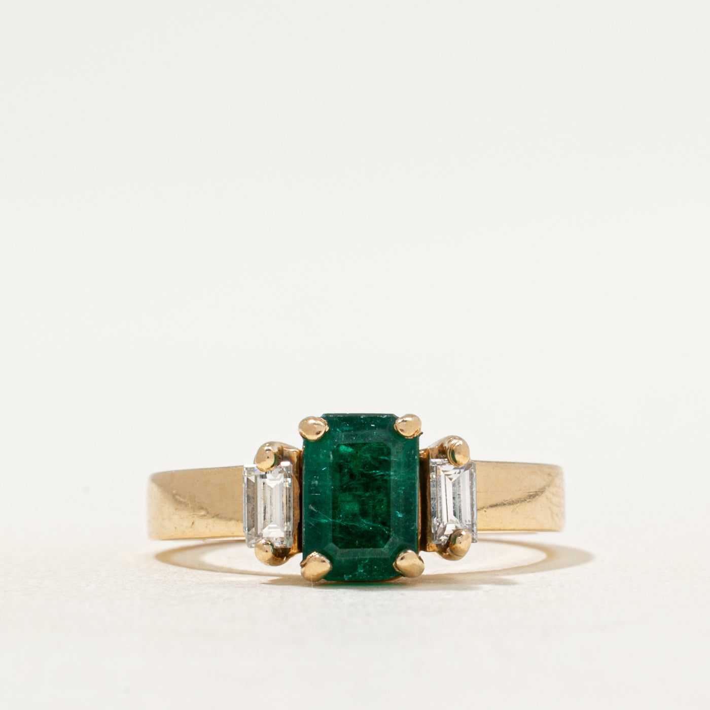 Emerald & Diamond Accented Ring | 1.10ct, 0.20ctw | SZ 4.75