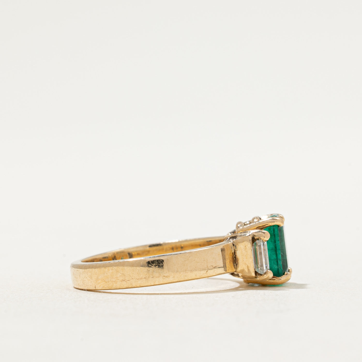 Emerald & Diamond Accented Ring | 1.10ct, 0.20ctw | SZ 4.75