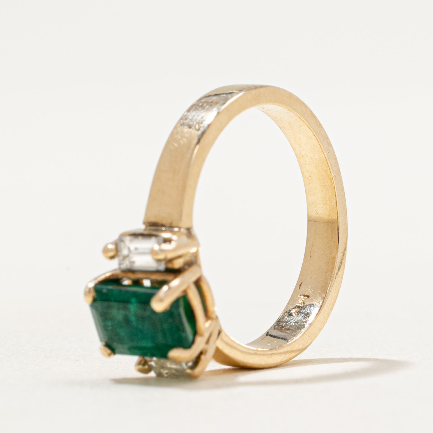 Emerald & Diamond Accented Ring | 1.10ct, 0.20ctw | SZ 4.75