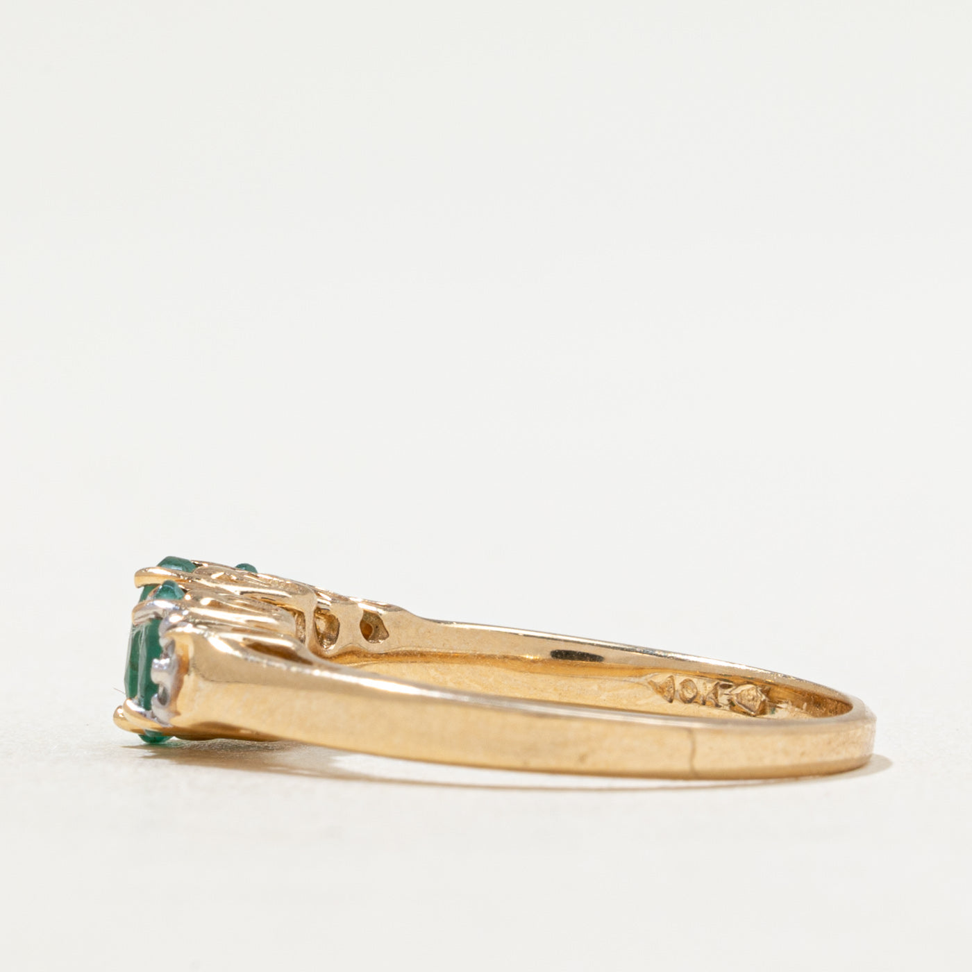 Three Stone Emerald & Diamond Ring | 0.50ctw, 0.02ctw | SZ 6.75