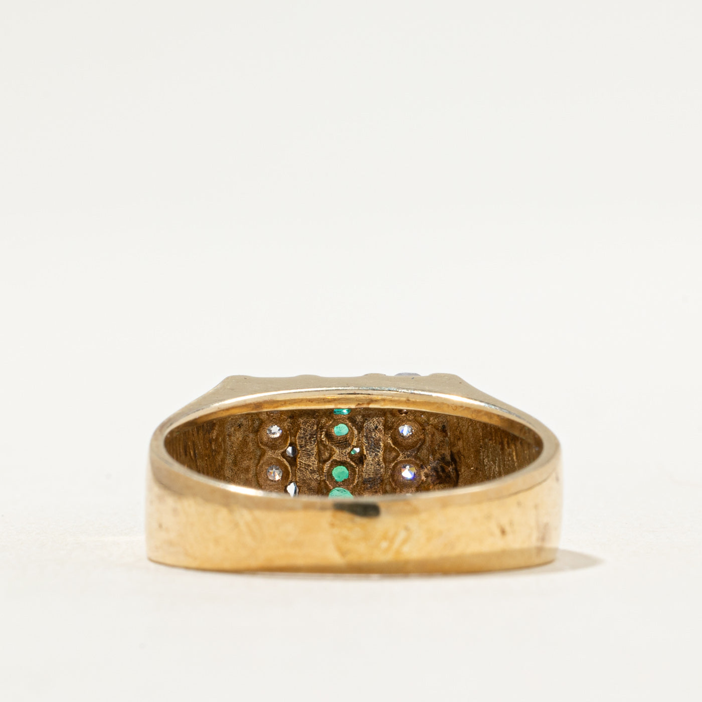 Bague multi-rangs diamants et émeraudes | 0,40 ct | 0,09 ct | Taille 8,5
