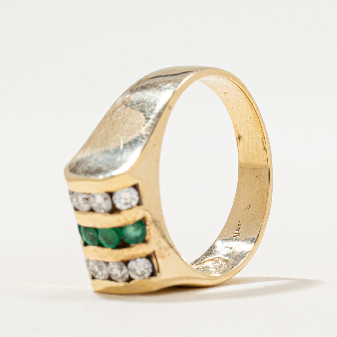 Bague multi-rangs diamants et émeraudes | 0,40 ct | 0,09 ct | Taille 8,5