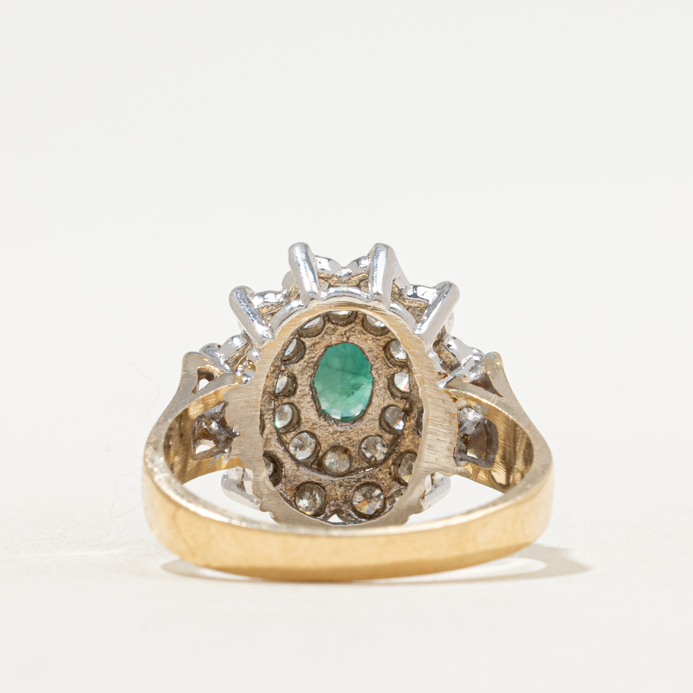 Emerald & Diamond Cluster Halo Ring | 0.30ct, 0.58ctw | SZ 5.5
