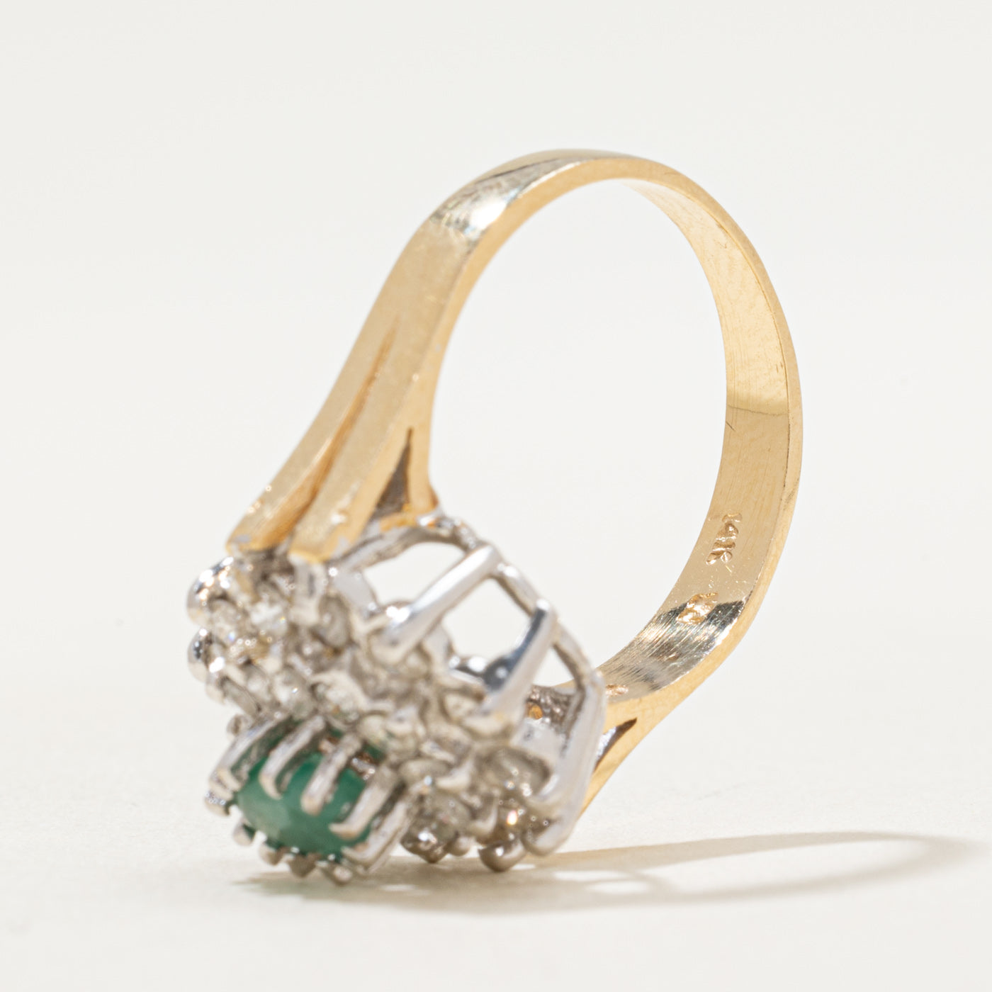 Emerald & Diamond Cluster Halo Ring | 0.30ct, 0.58ctw | SZ 5.5