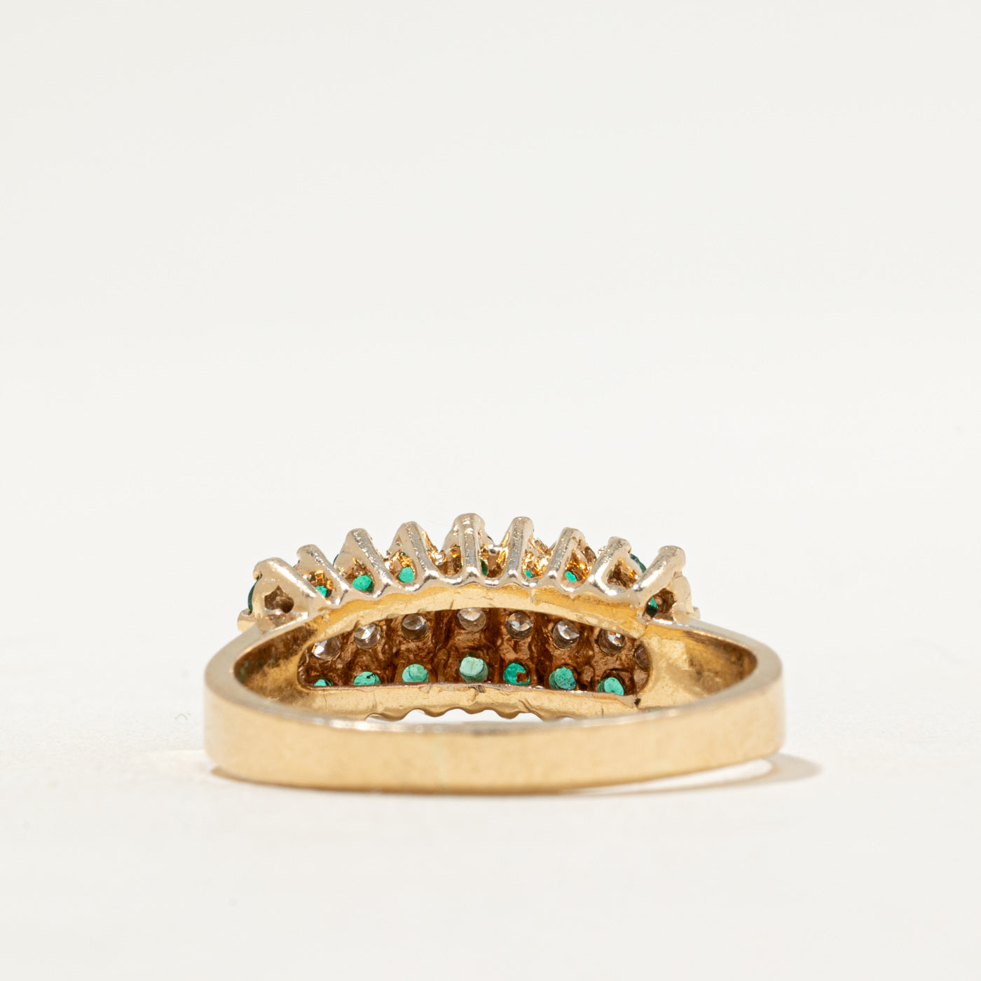 Multi Row Emerald & Diamond Ring | 0.50ctw, 0.22ctw | SZ 9.5