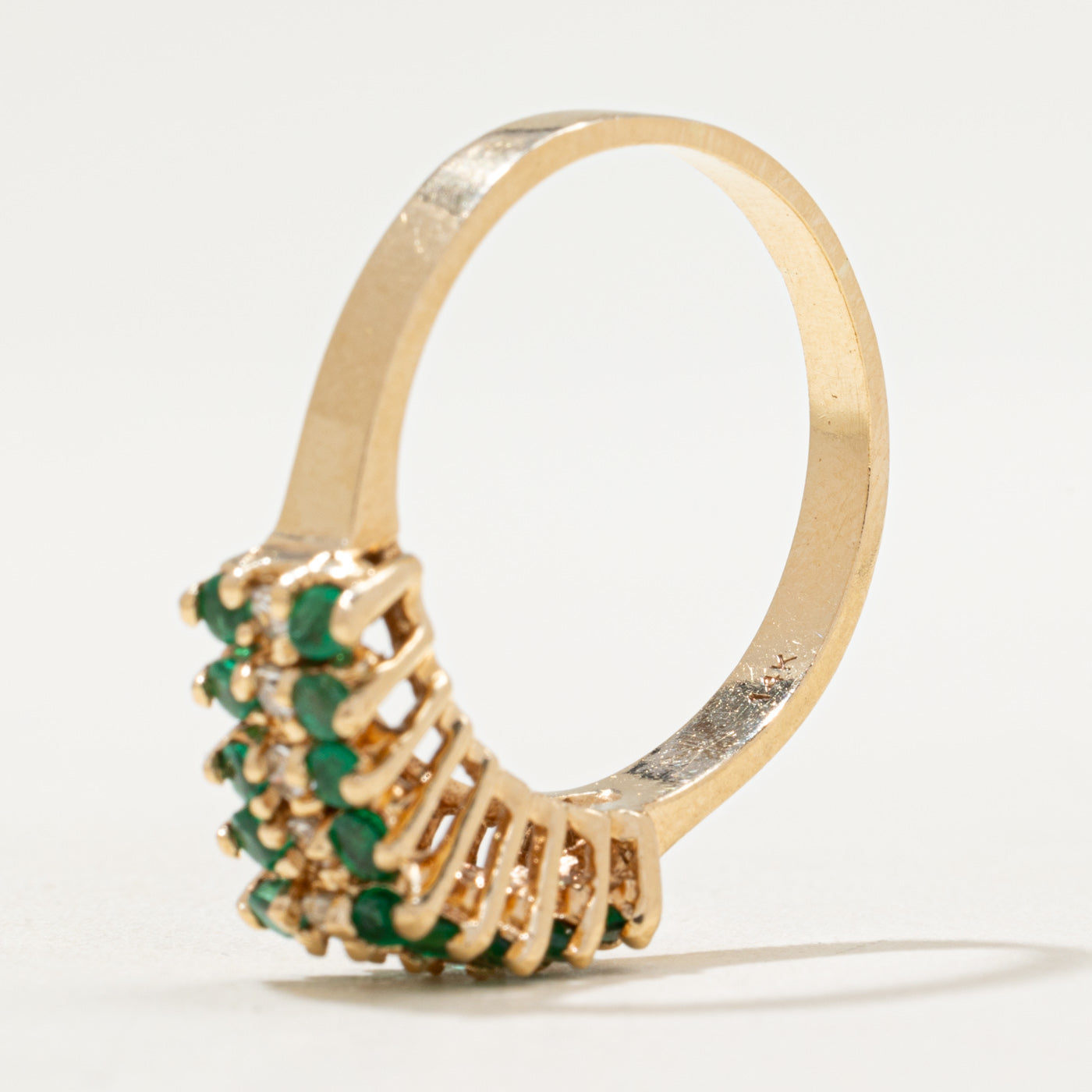 Multi Row Emerald & Diamond Ring | 0.50ctw, 0.22ctw | SZ 9.5