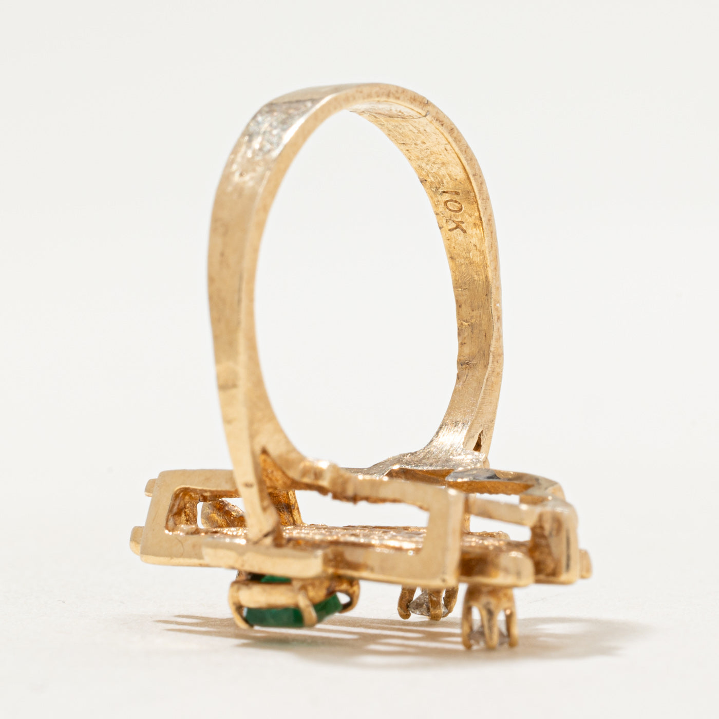 Bague sertie d'émeraudes et de diamants | 0,20 ct, 0,08 ct au total | Taille 7