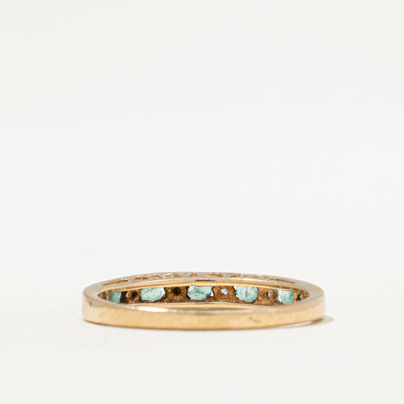 Semi Eternity Emerald & Diamond Ring | 0.15ctw, 0.01ctw | SZ 7.25