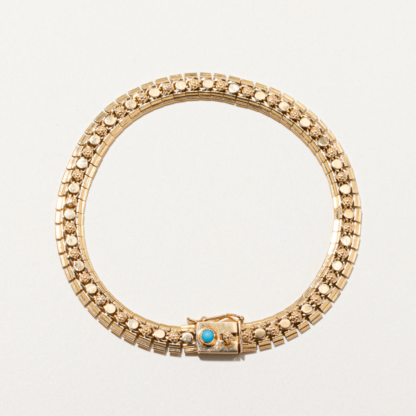 19k Bracelet with Turquoise Detail | 0.10ct | 7"
