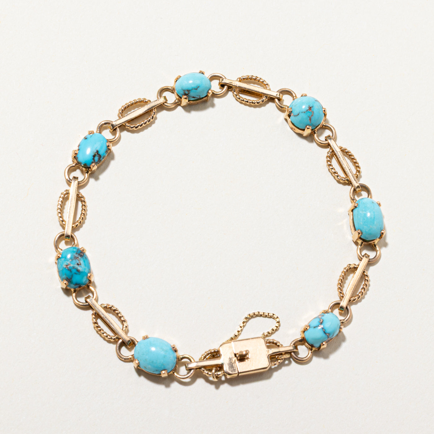 18K Cabochon Turquoise Gemstone Bracelet | 10.00ctw | 7.5"