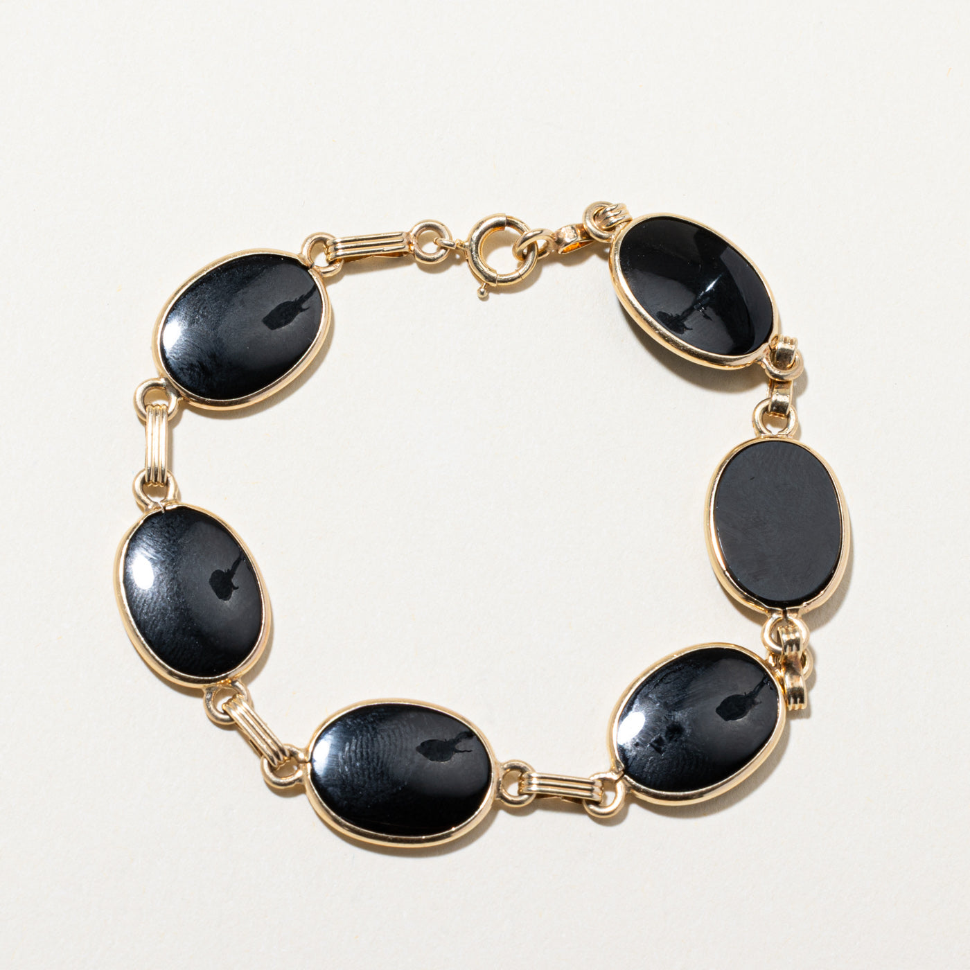 14K Six Stone Onyx Bracelet | 18.00ctw | 6.5"