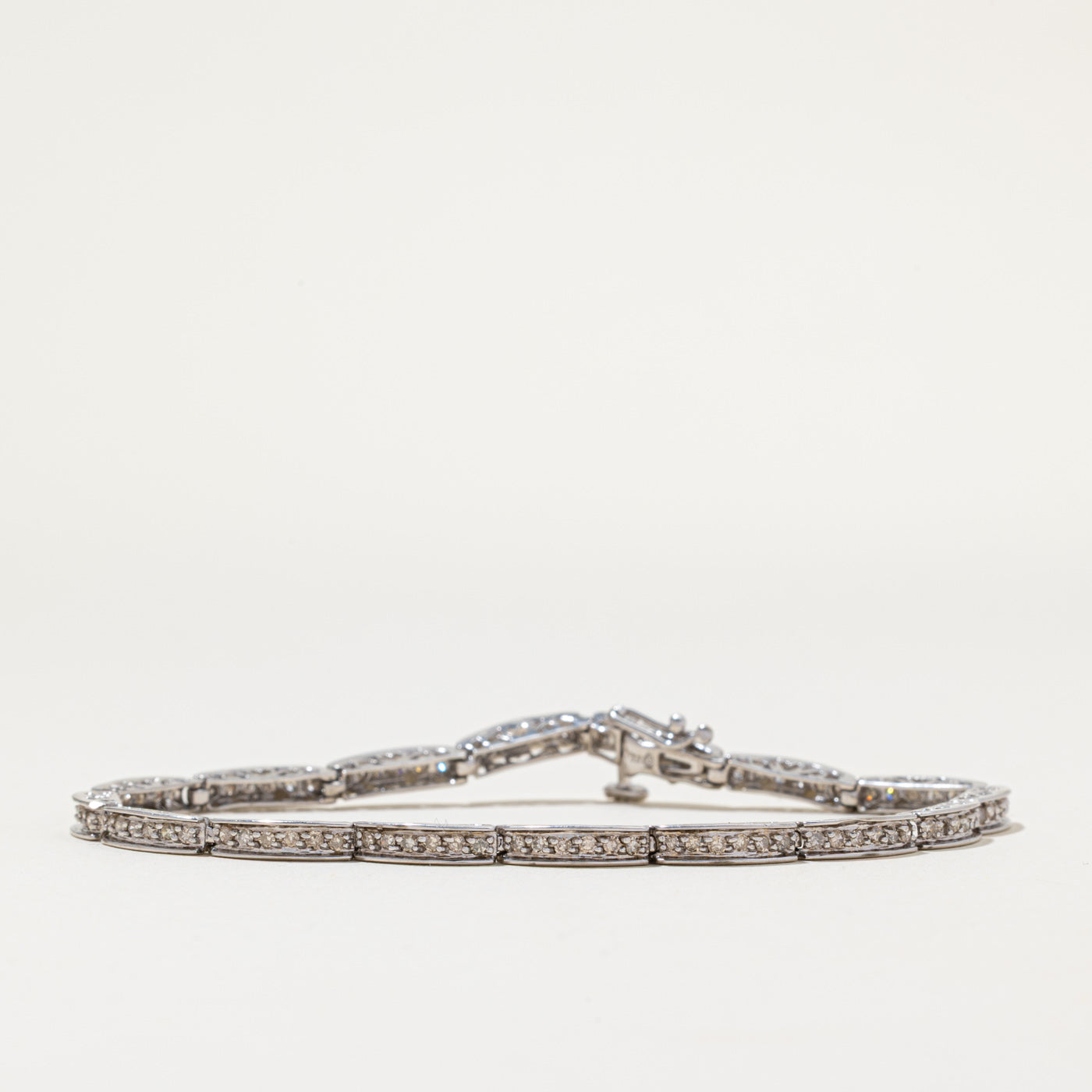 10K Diamond Bar Link Tennis Bracelet | 0.96ctw | 7"